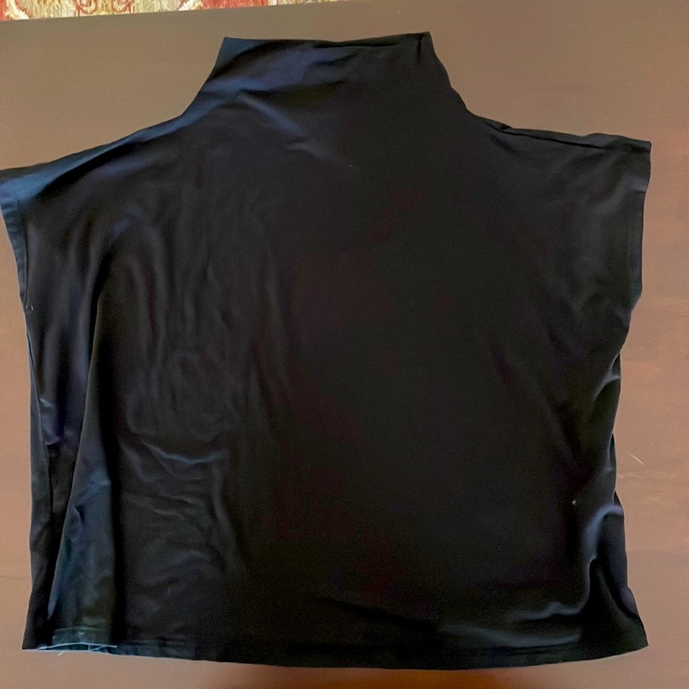 Eileen Fischer Sz XS Mock Neck Tencel Black Cap Sleeve Top